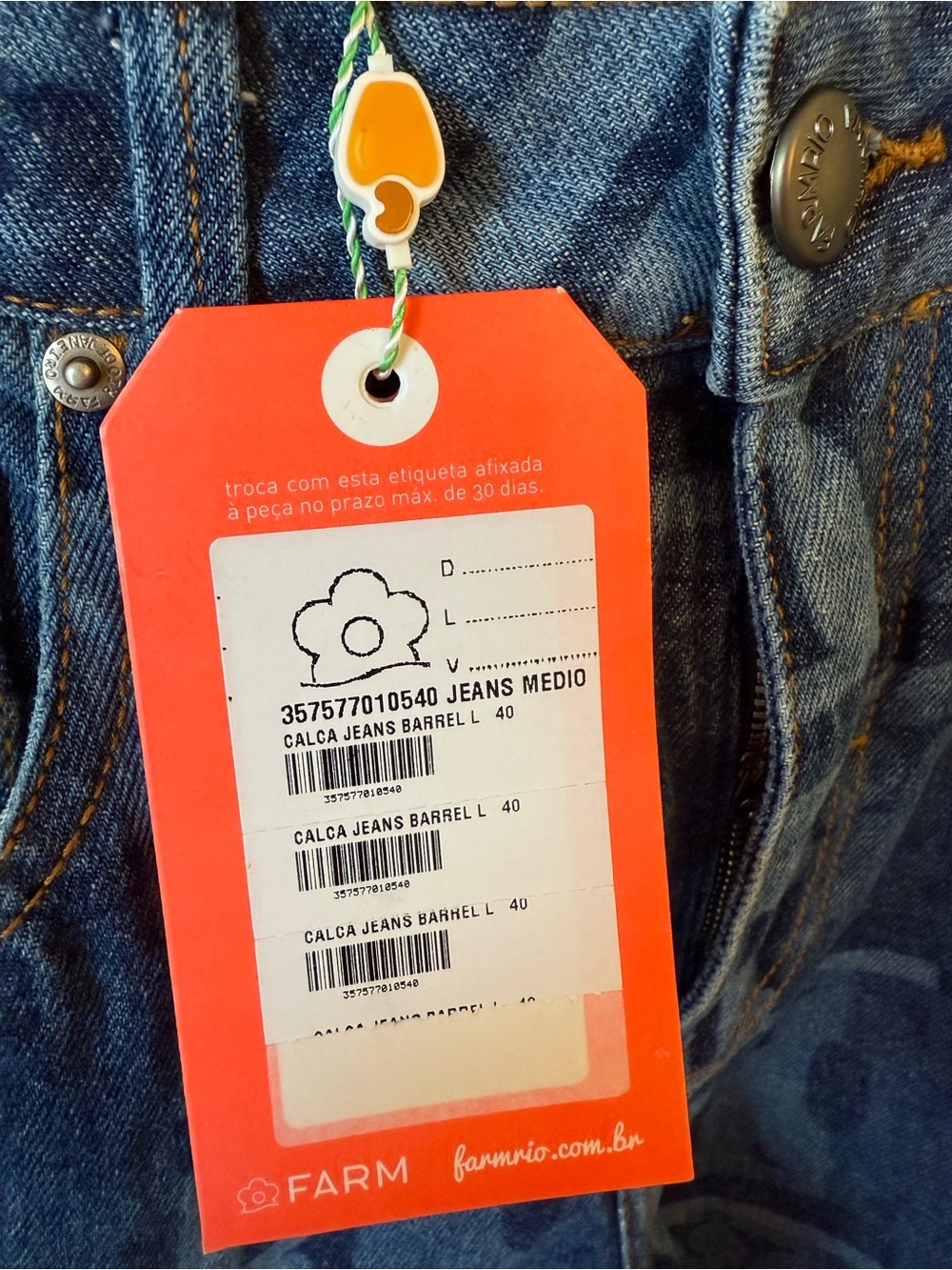 FARM Rio Blue Logo-Block Relaxed Barrel Jeans - Picture 4 of 5